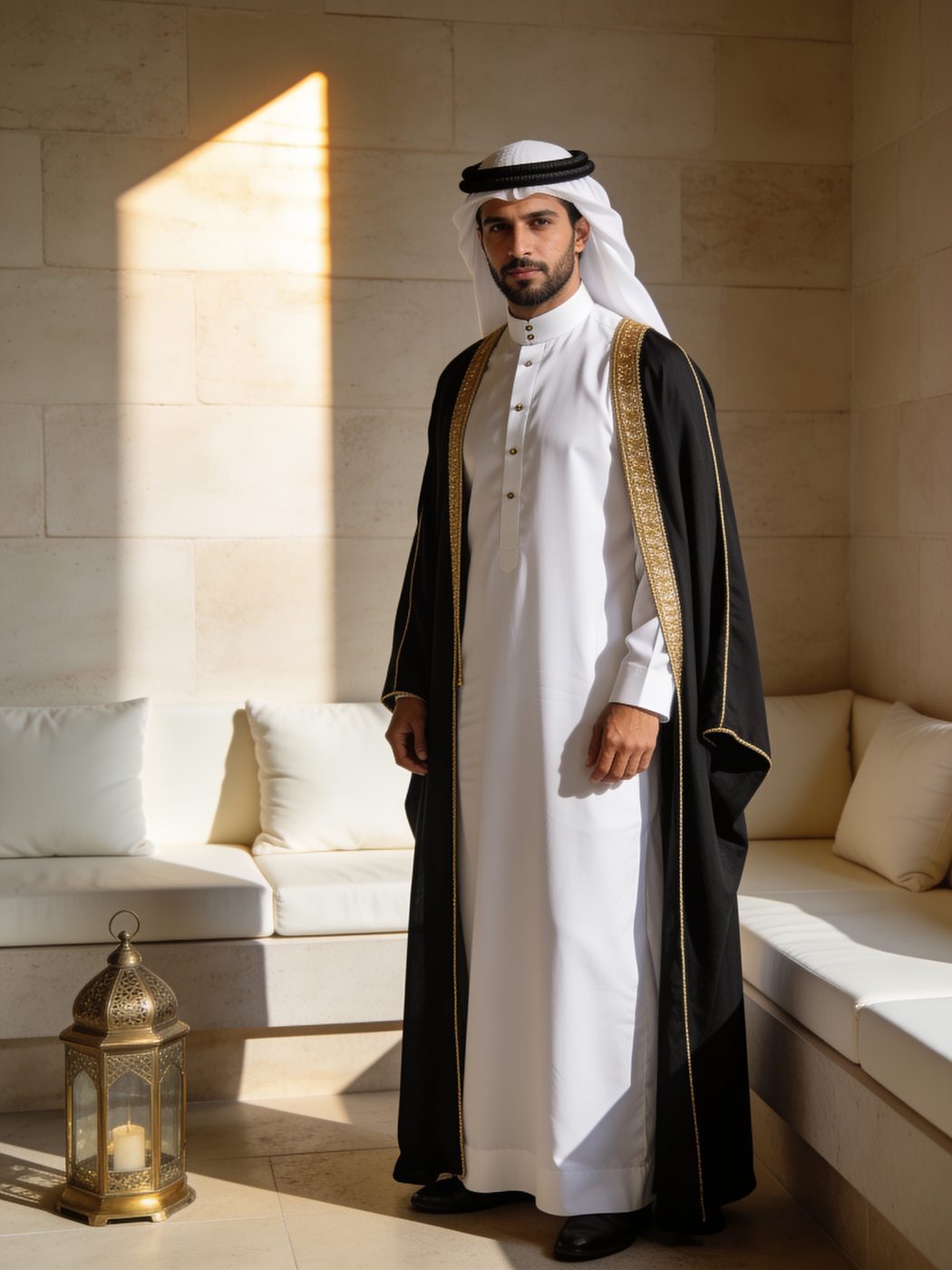 دشداشة وبشت على موديل بالذكاء الاصطناعي